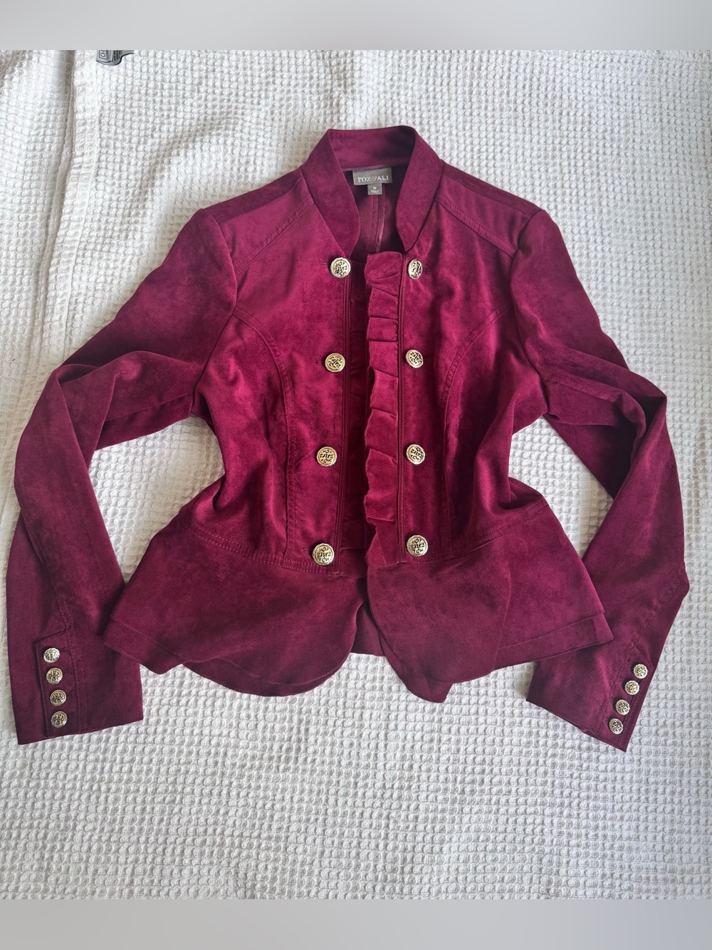 Burgundy Suede Military-Style Jacket medium